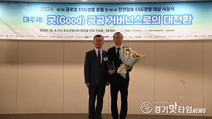 HU공사 김근영 사장(우) 최우수상 수상 모습 (사진-화성도시공사)