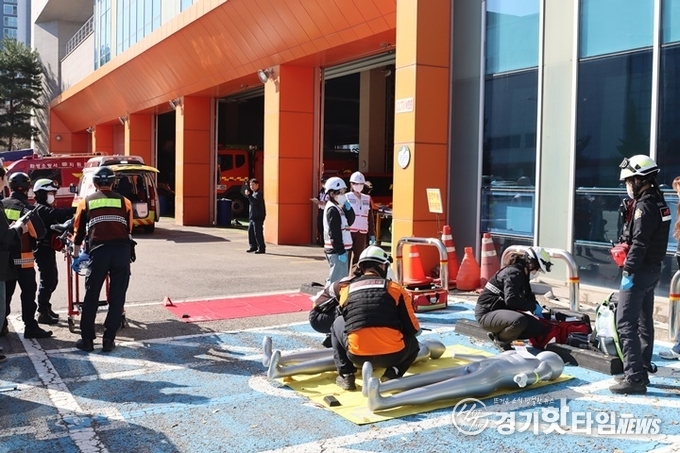 훈련 진행 모습 (사진=화성소방서)