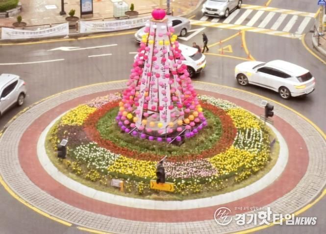 회전교차로 화단 조성 사진