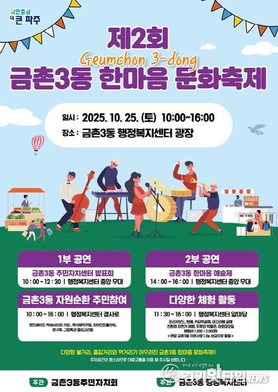 파주시 금촌3동, 25일 ‘제2회 금촌3동 한마음 문화축제’ 개최