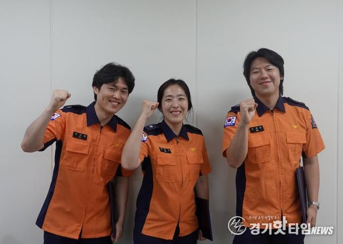 왼쪽부터 당시 출동 구급대원 소방사 서지원, 소방위 김순진, 소방교 이현창