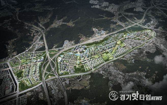 조감도. 지구계획 변경 등 조성계획 변경으로 개발 완료 시 상이할 수 있음