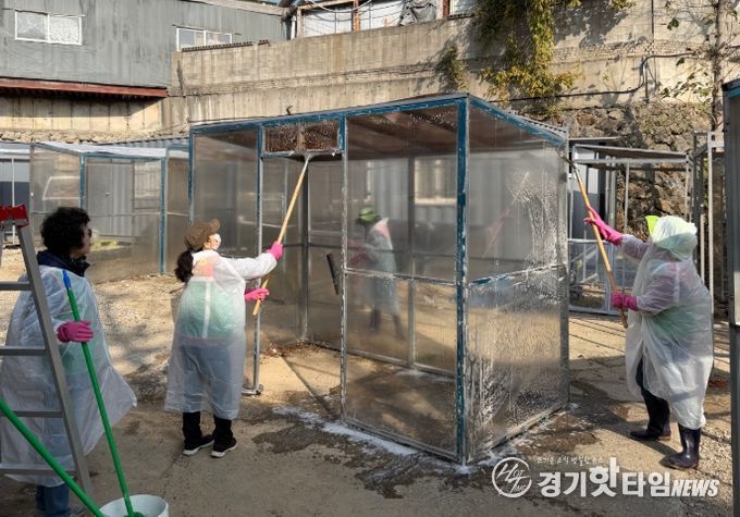 온기텐트 정비 모습