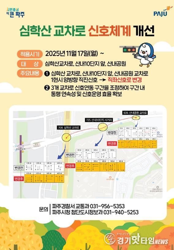 파주 운정신도시 교통혼잡 심한 교차로 신호체계 개선