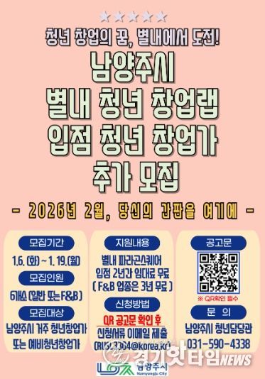 남양주시, ‘별내 청년 창업랩’입점 청년 창업가 추가 모집