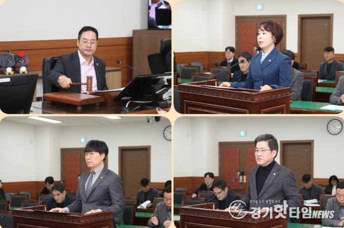 왼쪽부터 시계방향 : 한근수 위원장, 정현미 의원, 김동훈 의원, 원주영 의원