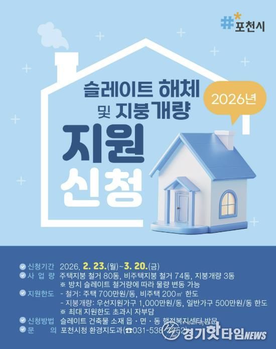 포천시, 2026년 노후 슬레이트 처리 및 지붕 개량 지원사업 추진