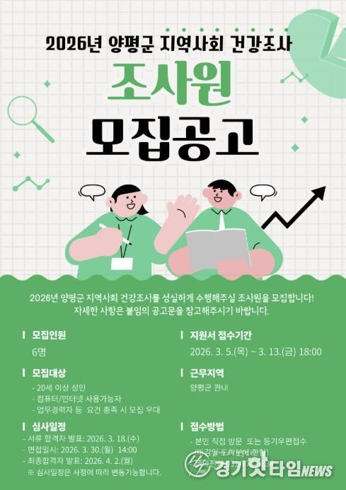 지역사회 건강조사 조사원 모집 포스터