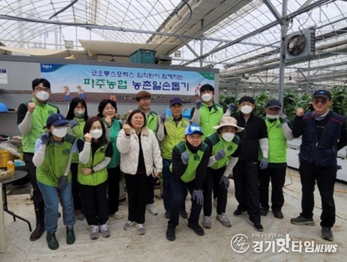 파주시 파주읍, 파주시새마을부녀회·코오롱스포렉스 임직원과 함께 가지농장 일손 돕기