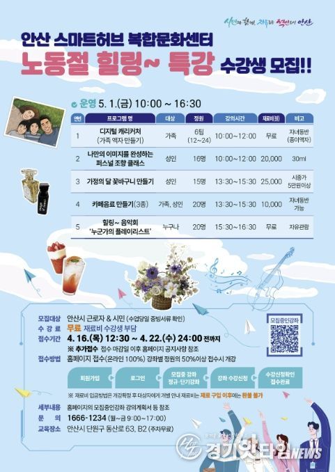 안산스마트허브복합문화센터 '노동절 힐링 특강' 디지털 홍보 자료.